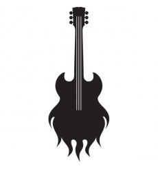 Sticker Guitare flamme