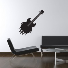 Sticker Guitare flamme