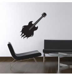 Sticker Guitare flamme