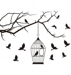 Sticker Oiseaux en cage