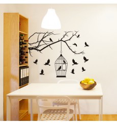 Sticker Oiseaux en cage