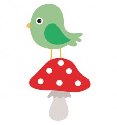 Sticker Oiseau sur champignon